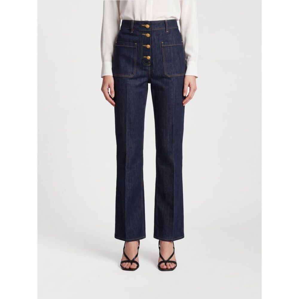 Valentino Garavani High-Waisted Straight-Leg Jeans In Cotton Denim